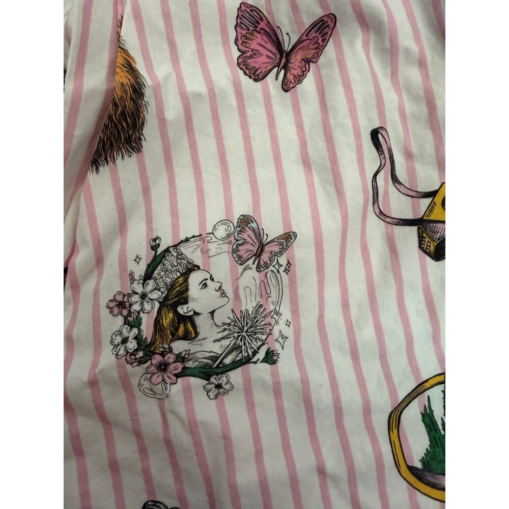 Wicked x Katie Kime Women's Pajama Boxer Shorts Pink Toile Oz Pinstripe Size L - Picture 5 of 5